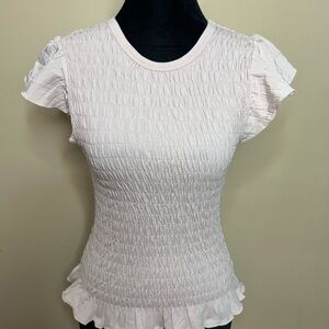 Steve Madden Cream Ruffled Short Sleeve Top